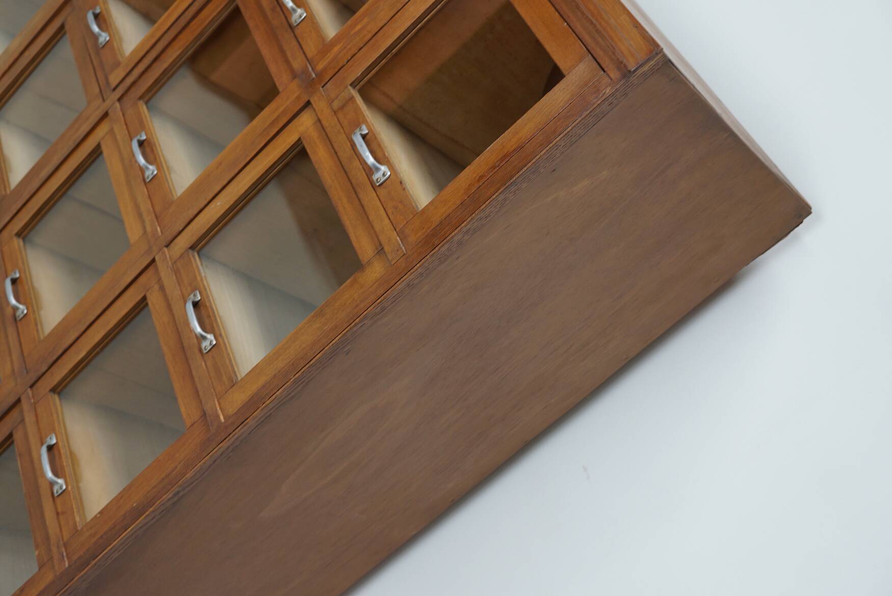 Vintage Large German Beech Haberdashery Shop Cabinet / Vitrine, 1950s