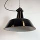 Industrial Black Enamel Factory Lamp with Cast Iron Top, 1950s