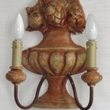 Rare Large Pair of French Terracotta Urn Fruit Basket Double Wall Lights