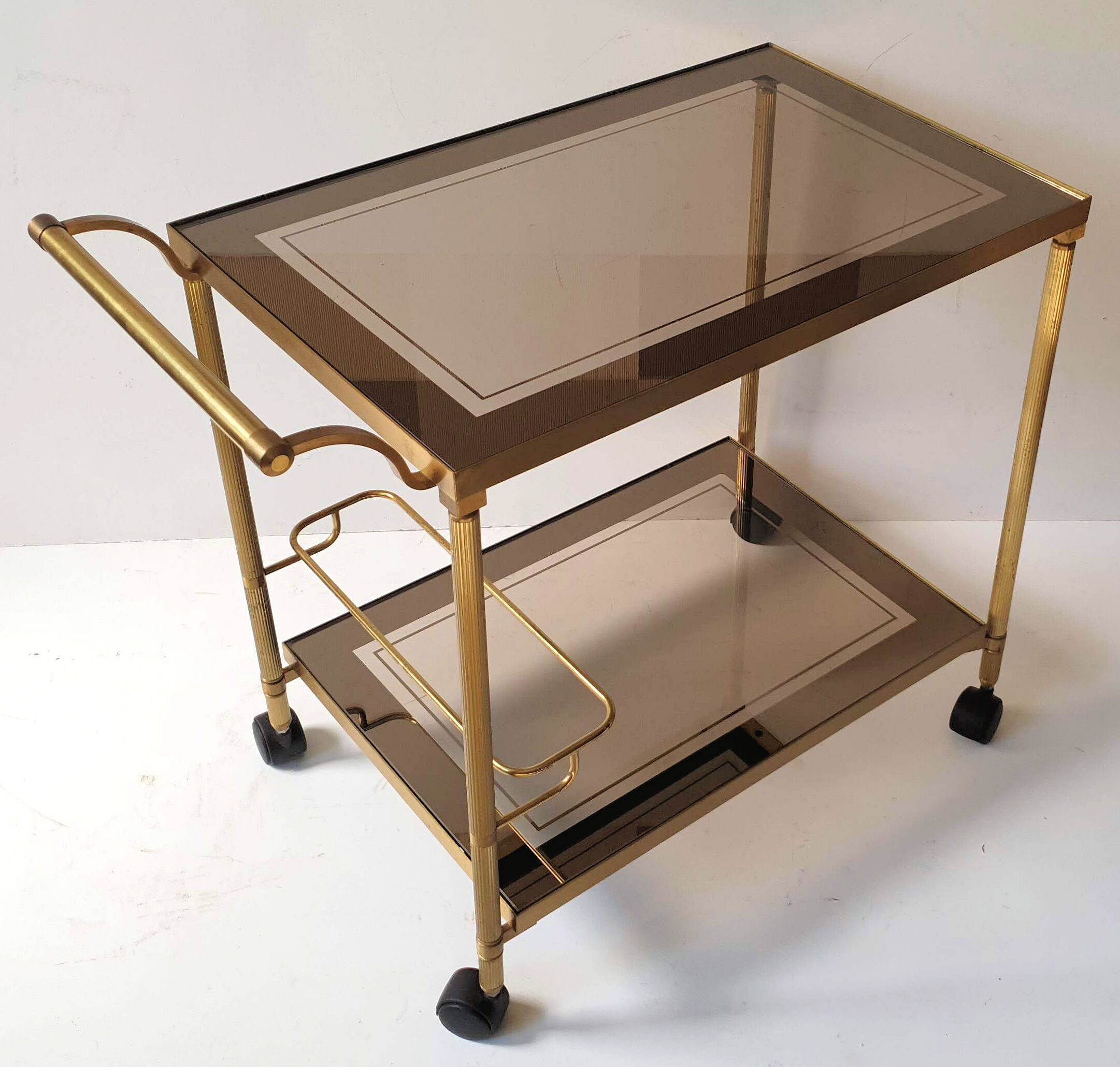 Belgo Chrom serving trolley in gold metal from the 60s/70s