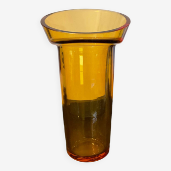 Vase vintage en verre ambré