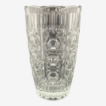 Vase en verre travaillé motifs géométriques