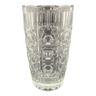 Vase en verre travaillé motifs géométriques