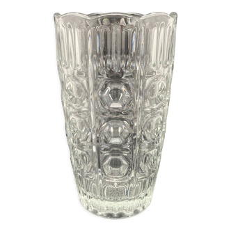 Glass vase worked geometric patterns