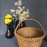 Woven straw handle basket