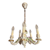 Handgeformt vergoldet vintage Porzellan Kronleuchter Capodimonte 1960er