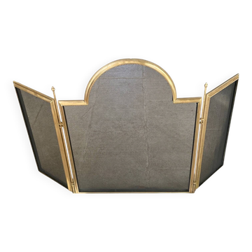 Vintage brass fire screen with 3 panels