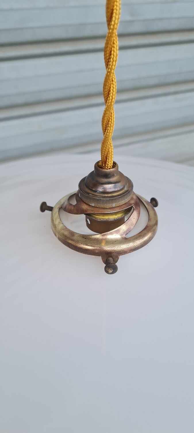 Large white opaline pendant light