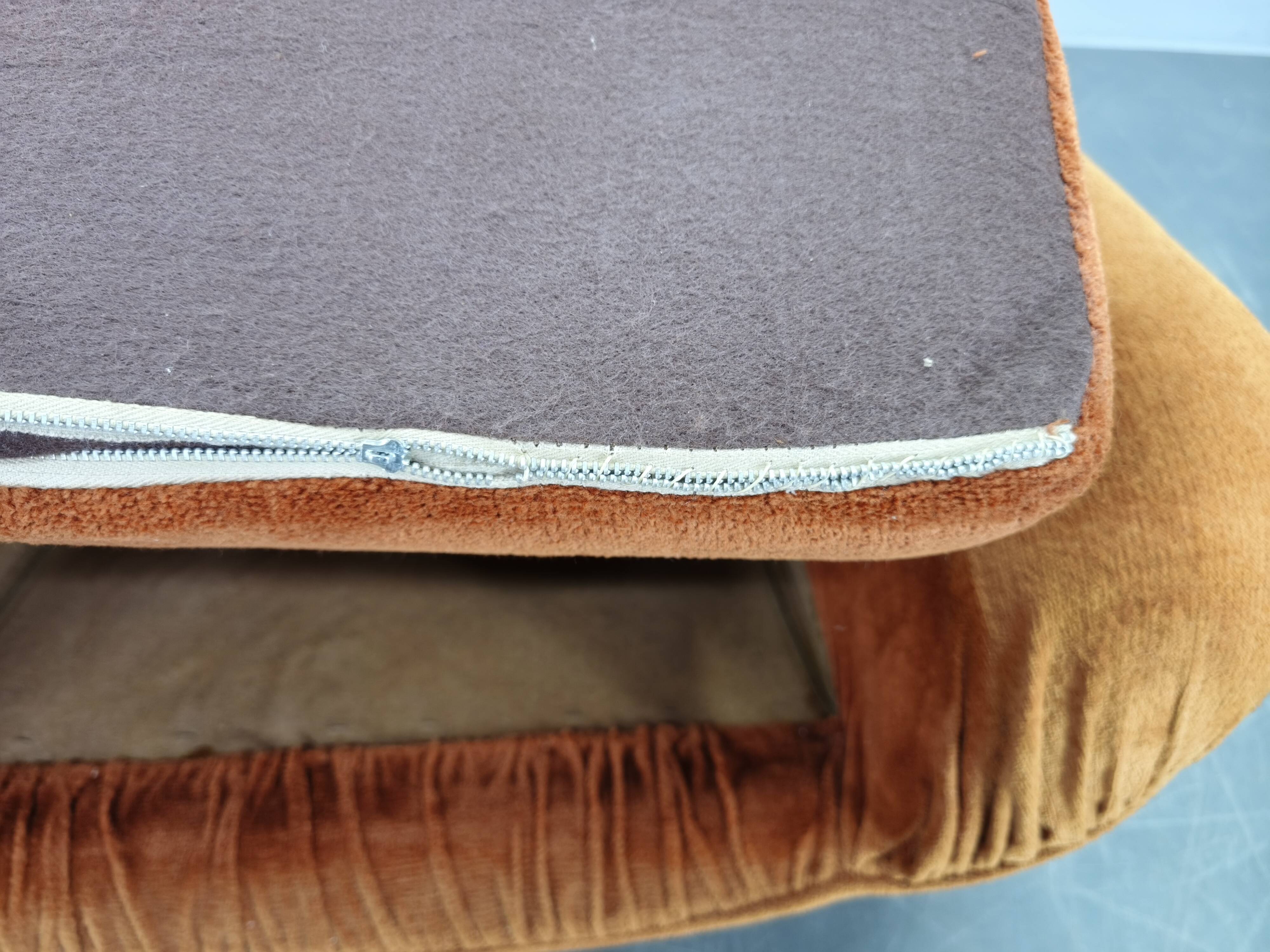 Pair of Italian Space Age Lounge Chairs, Orange Upholstery, 1970s