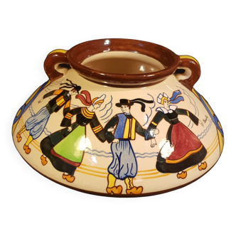 Vase à panse aplatie Henriot Quimper Jos Kervella