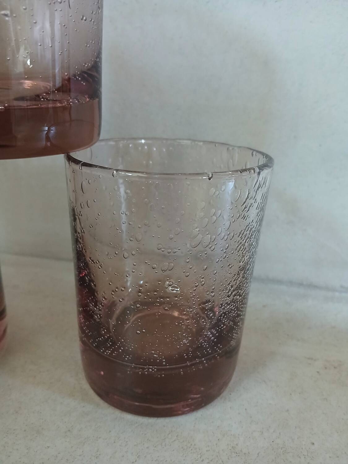 3 bubble glass water glasses