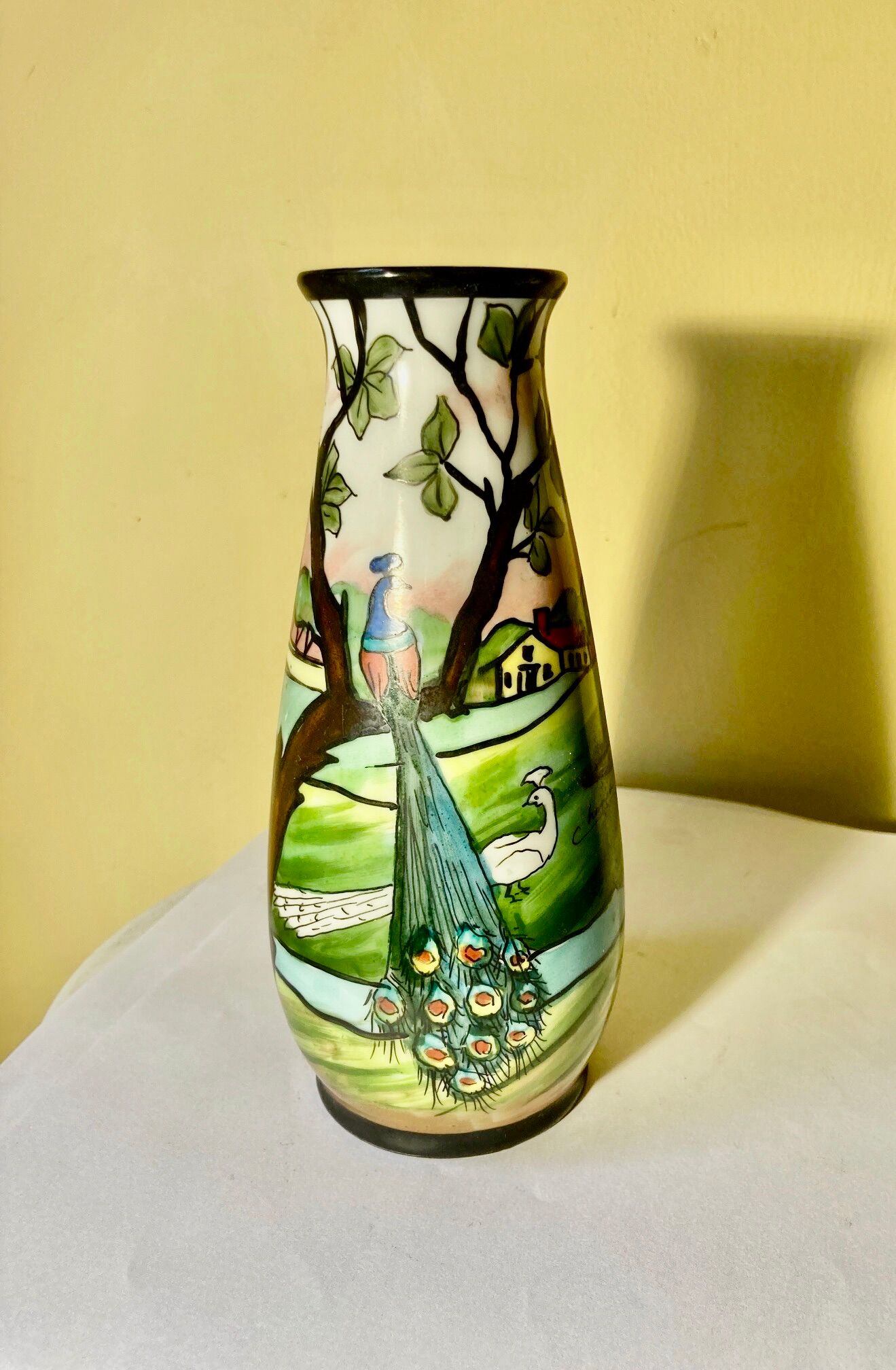 Art nouveau/art deco vase, signature in the décor of Chanele, stamped under the Jules Tieles vase