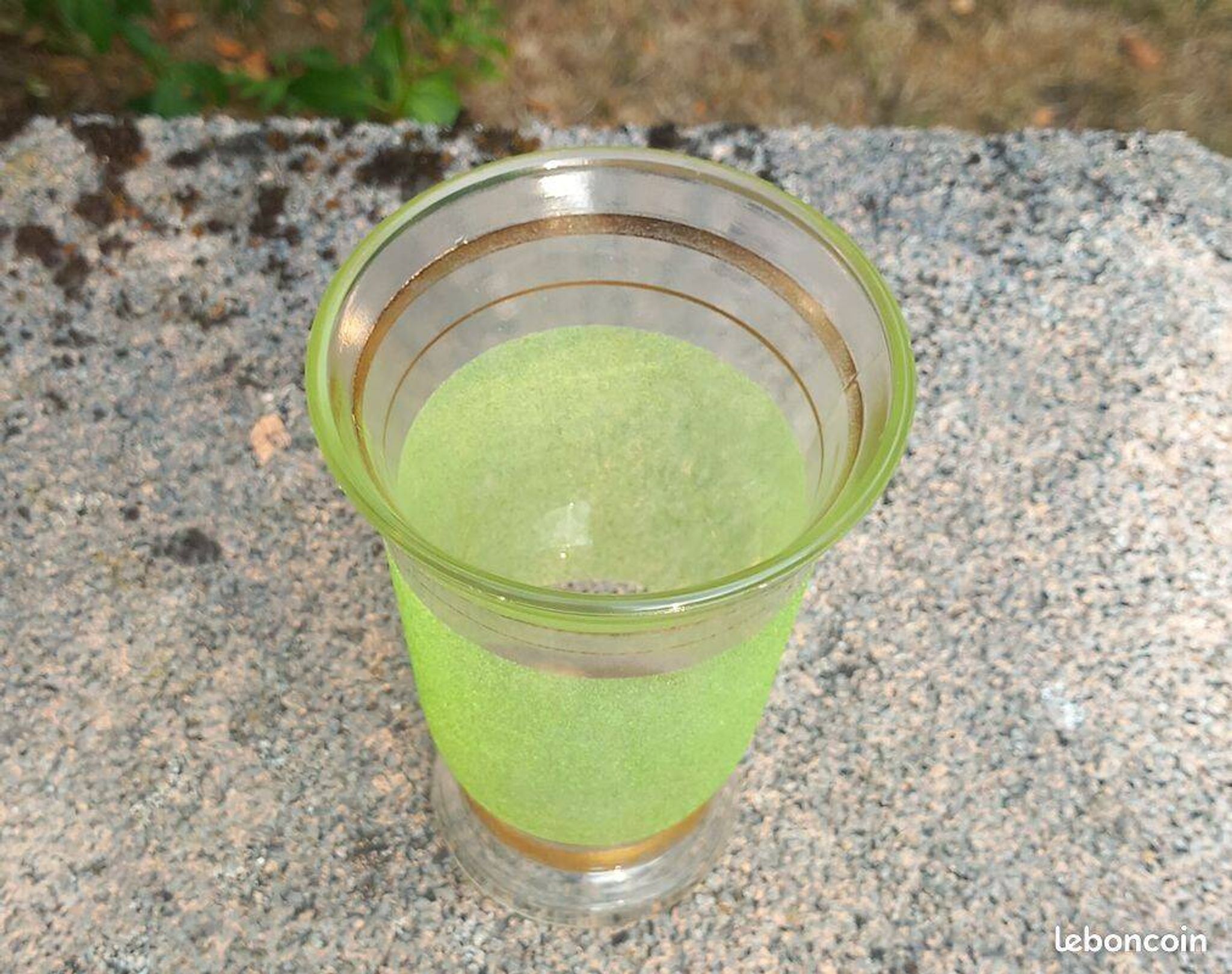 Frosted green textured glass vase 1950s