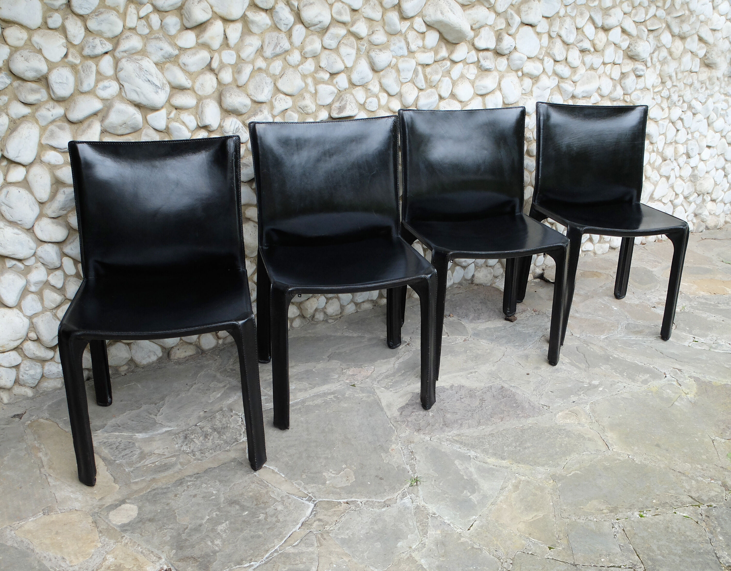 Vintage CAB 412 chairs, Mario Bellini design for Cassina, set of 4