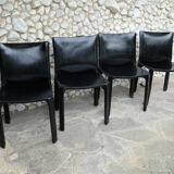 Vintage CAB 412 chairs, Mario Bellini design for Cassina, set of 4