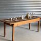 Old wooden table, farmhouse style, dining table.
