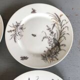 6 porcelain dessert plates with gold medals, exp 1867 1978, birds