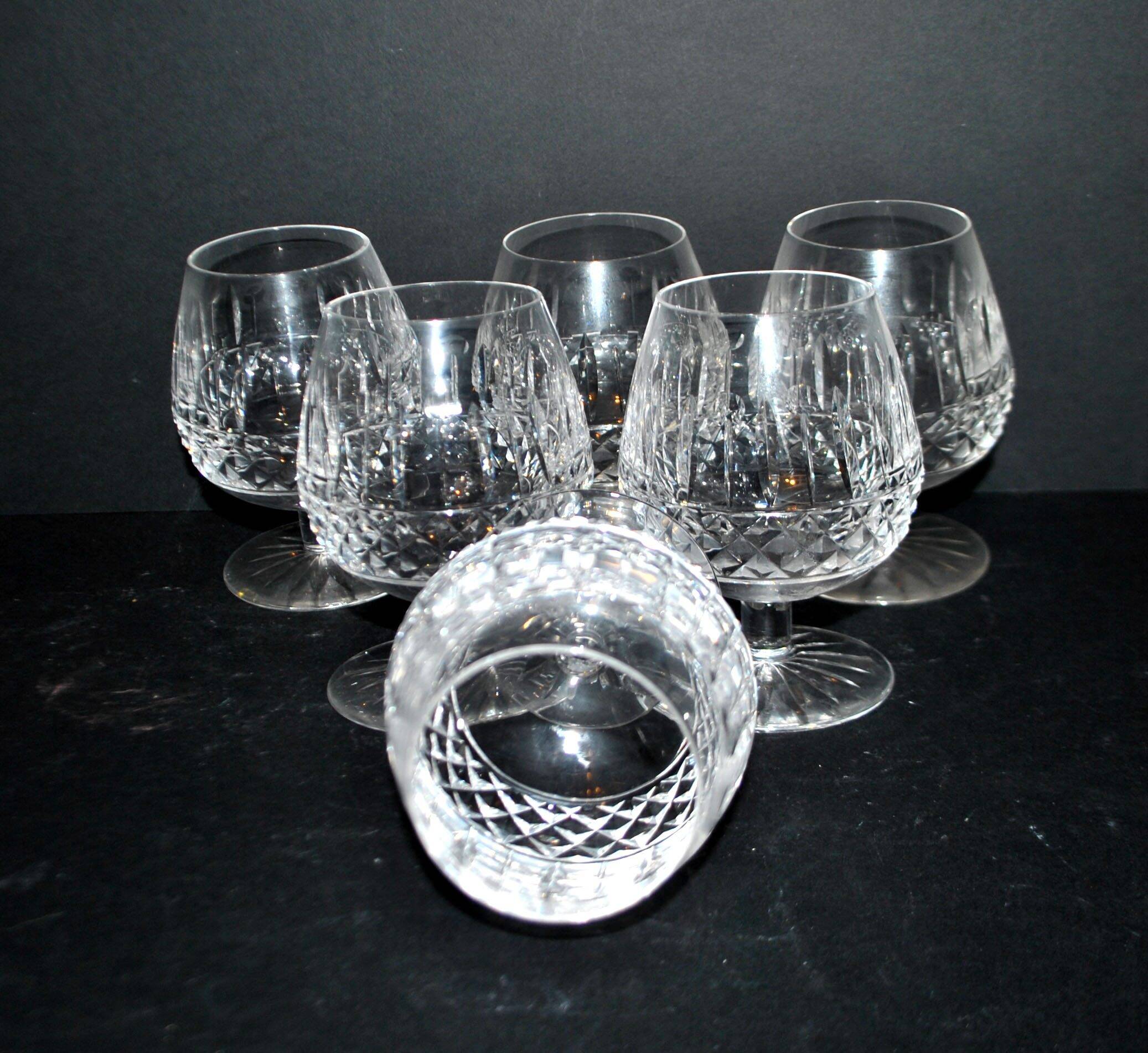 Lorraine crystal cut cognac glasses set of 6 in the style of Tommy Lemberg.