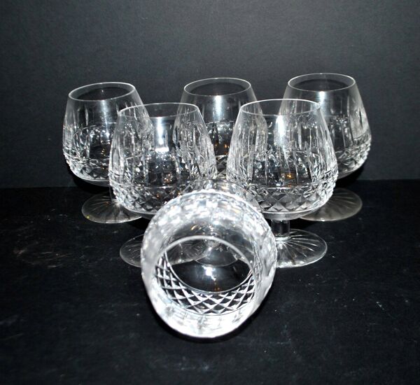 Cristallerie Lorraine lot de 6 verres à cognac en cristal taillé style Tommy Lemberg