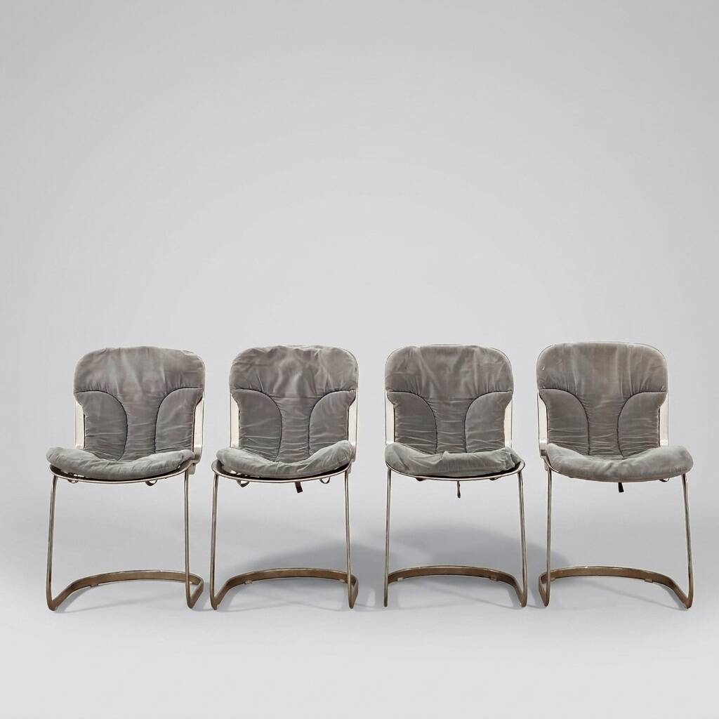 Set of 4 Cidue chairs signed by Willy Rizzo – Italian design, 1970s.