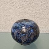 Blue ceramic Single flower vase in a round shape