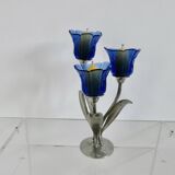 Silver-plated pewter candlestick signed Jean Goardère, 1970