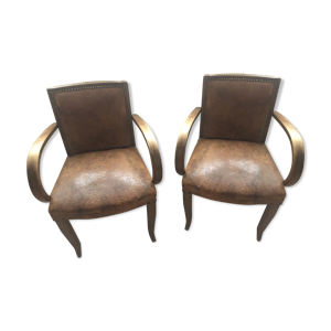 fauteuils club cuir et bois