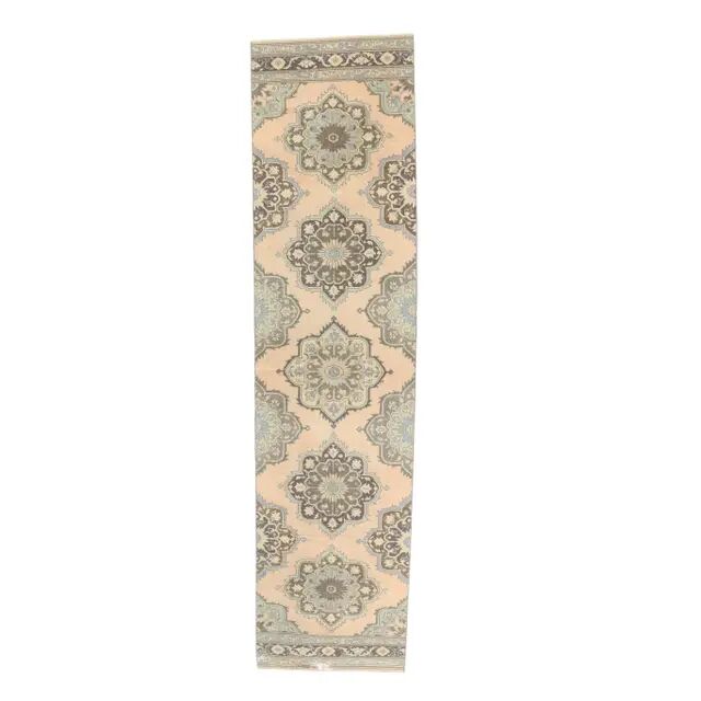 1970s Turkish Oushak Wool Runner Rug 92x373