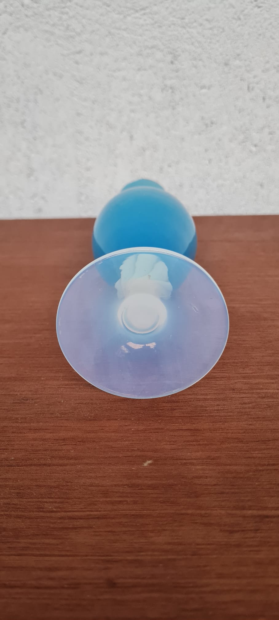 Blue and white opaline vase