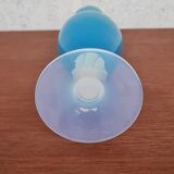 Blue and white opaline vase