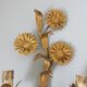 Series of 3 flower appliques "sunflowers" in 70s gold metal