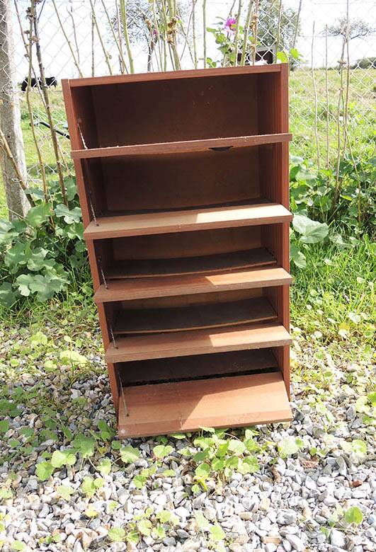 Old Shoe Cabinet with 5 Wooden Lockers