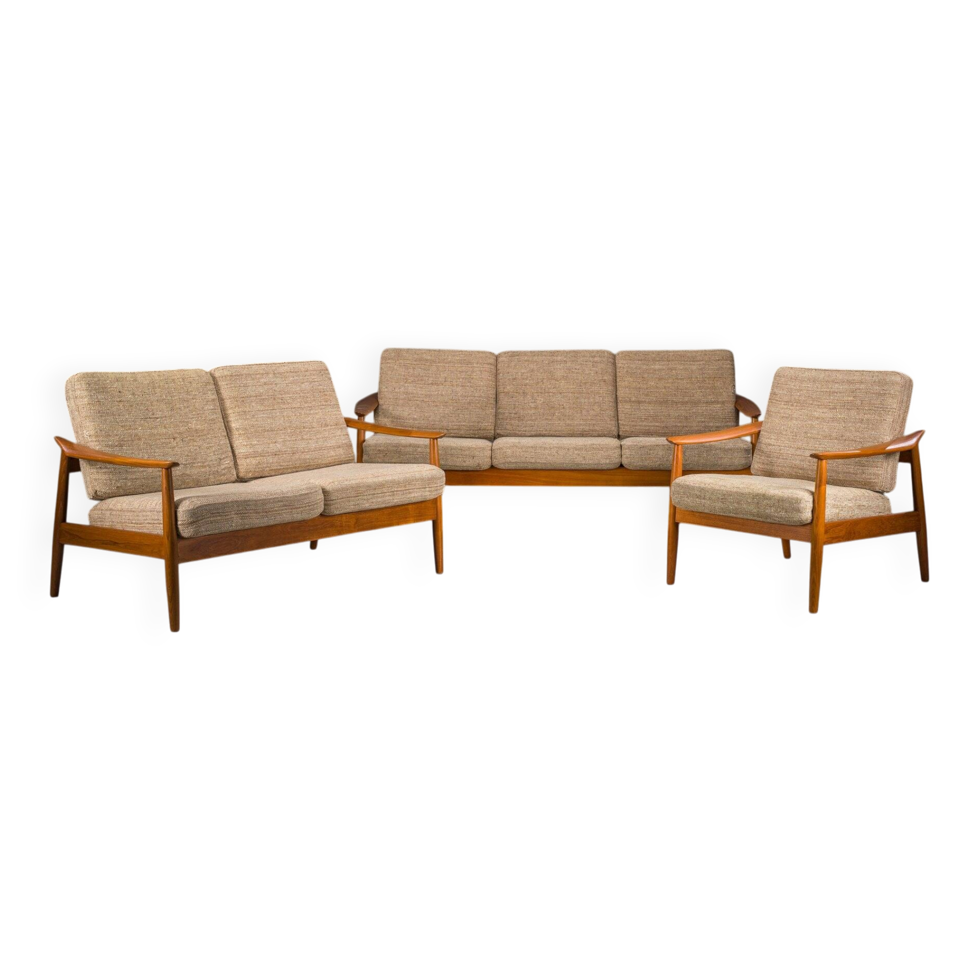 Danish modern seating set in teak by Arne Vodder for France & Søn, 1960s, set of 3