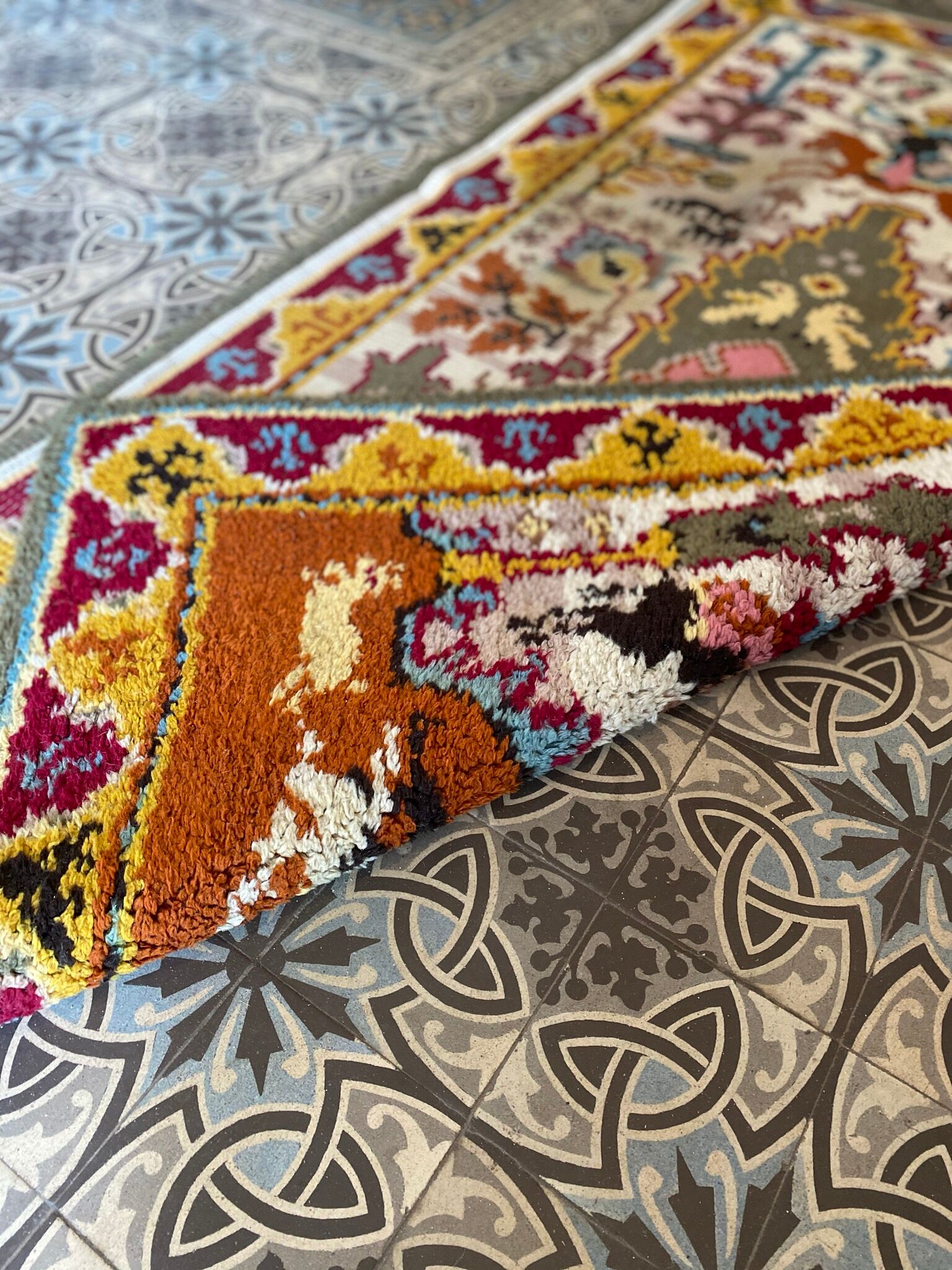Duo of old oriental wool rugs