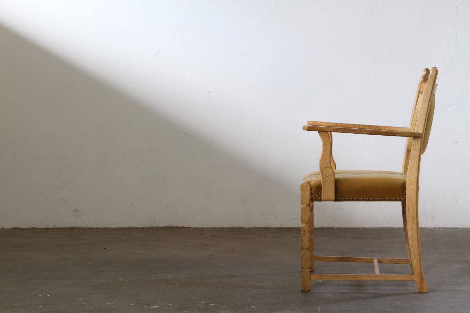 Vintage Danish Solid Oak Brutalist Armchair, Henning Kjærnulf style, 1960s