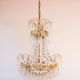 Swedish Gustavian style brass chandelier and 500 pendants circa 1960