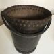 Brutalist studded leather wastepaper basket bucket 1920