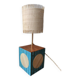 Lamp in straw marquetry and ash burl