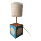 Lamp in straw marquetry and ash burl