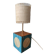 Lamp in straw marquetry and ash burl