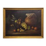 “Bodegón de frutas”, Escuela Sevillana, J. Hernández, s. XX - Spain