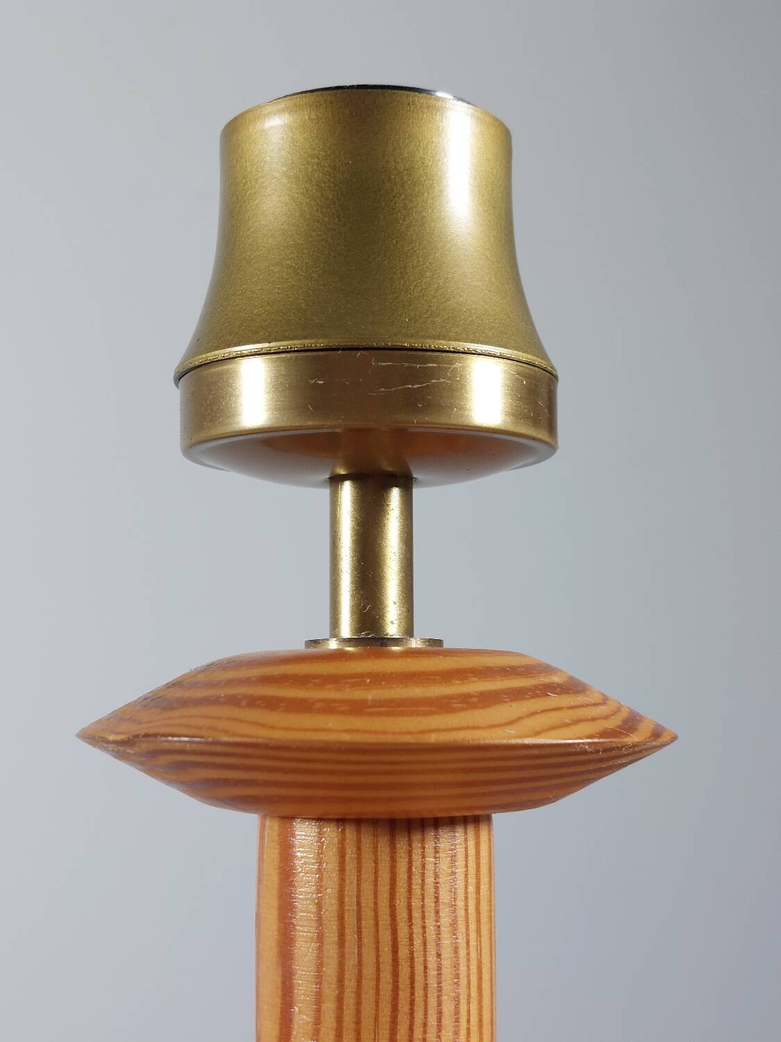 Postmodern vintage pine wood table lamp from the 1980s.