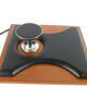 Two coat hangers, wood, leather and black leather, 70s