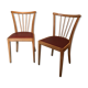 Pair of vintage bistro chairs 1960's blond wood and skaï