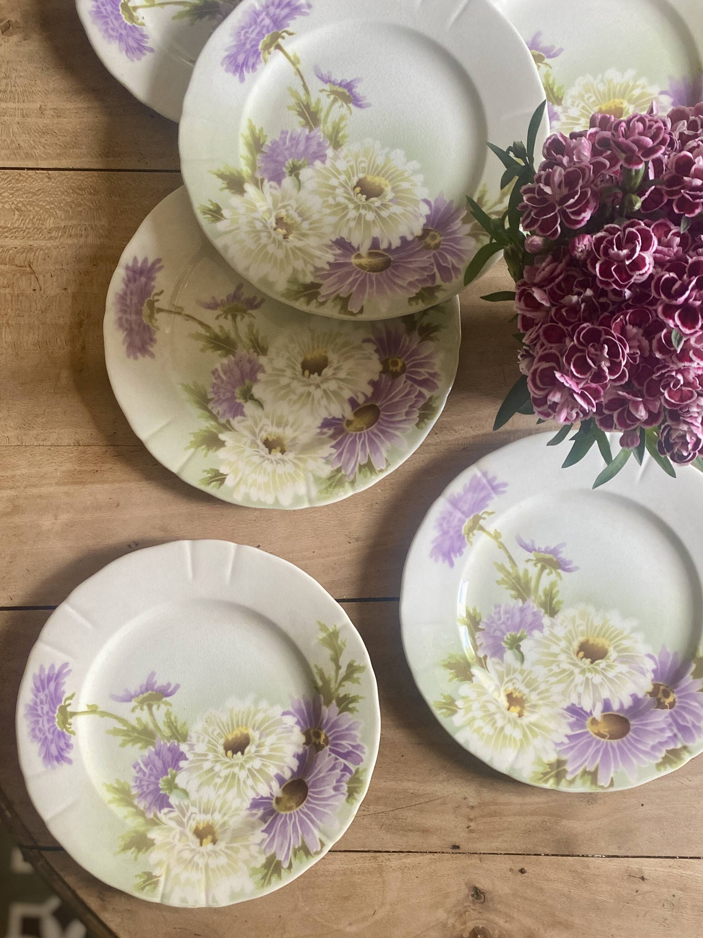 Set of 6 old flat plates - Reine Marguerite de KG Lunéville -