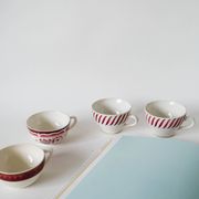 Set of 4 mismatched coffee cups digoin sarreguemines and badonviller pink 1930-191940