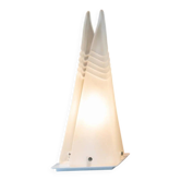 Lampe à poser pyramide Murano en verre dépoli - design Space Age original - fabriquée en Italie - années 70