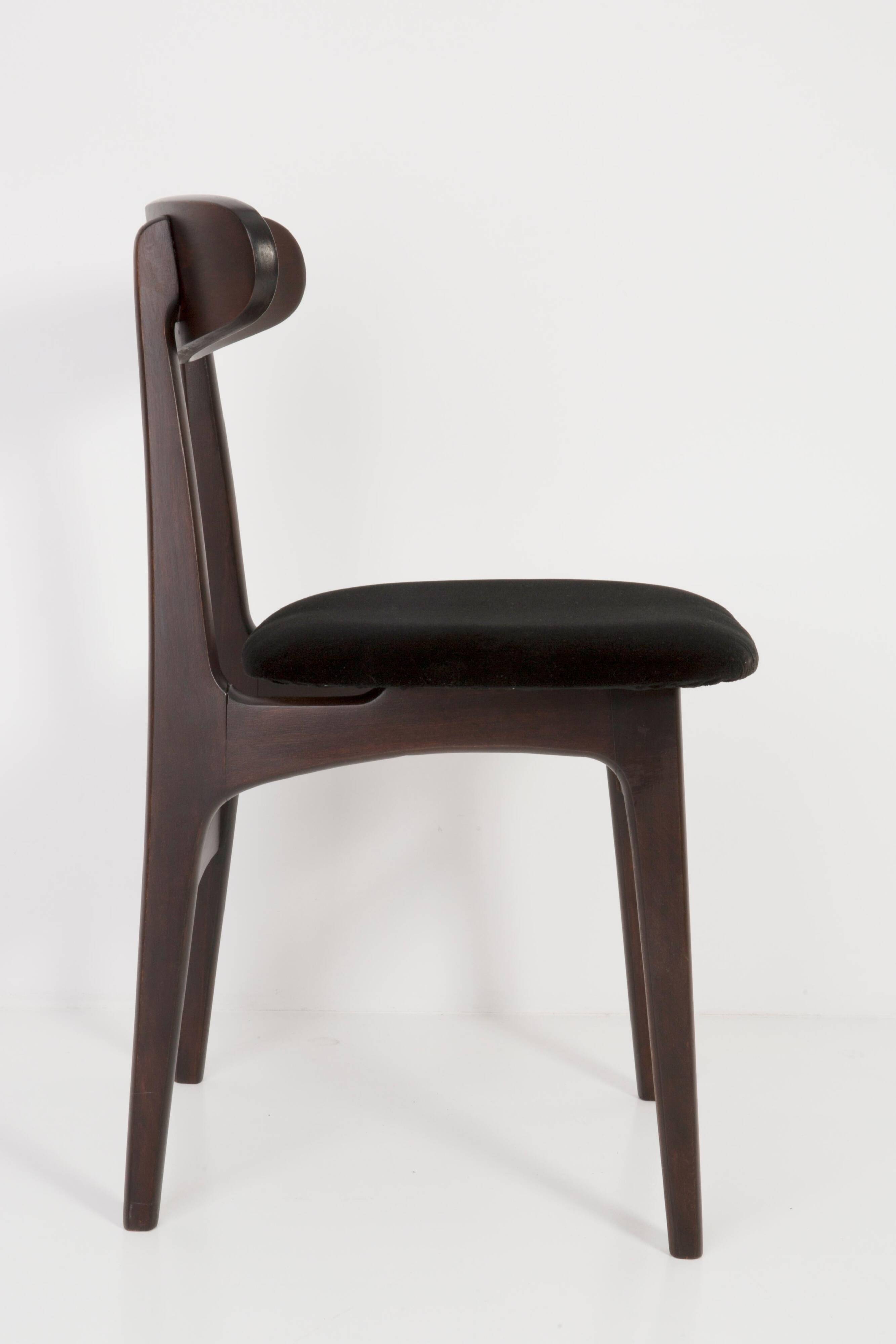 Black velvet armchair mid-century by Rajmund Halas, Poland, 1960.