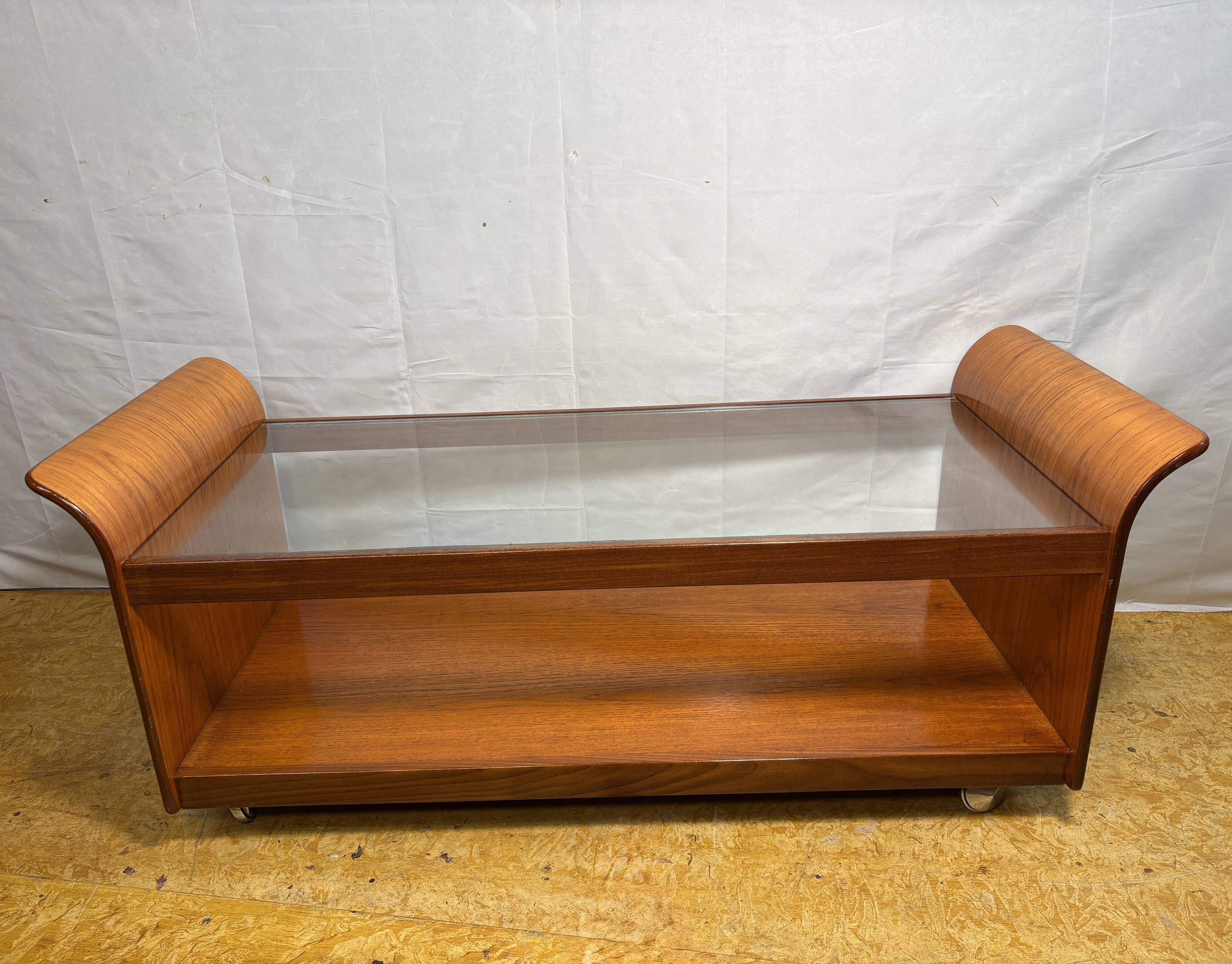 Mid Century Retro Teak & Glass Top Tulip Coffee Table by G-Plan Circa 1960