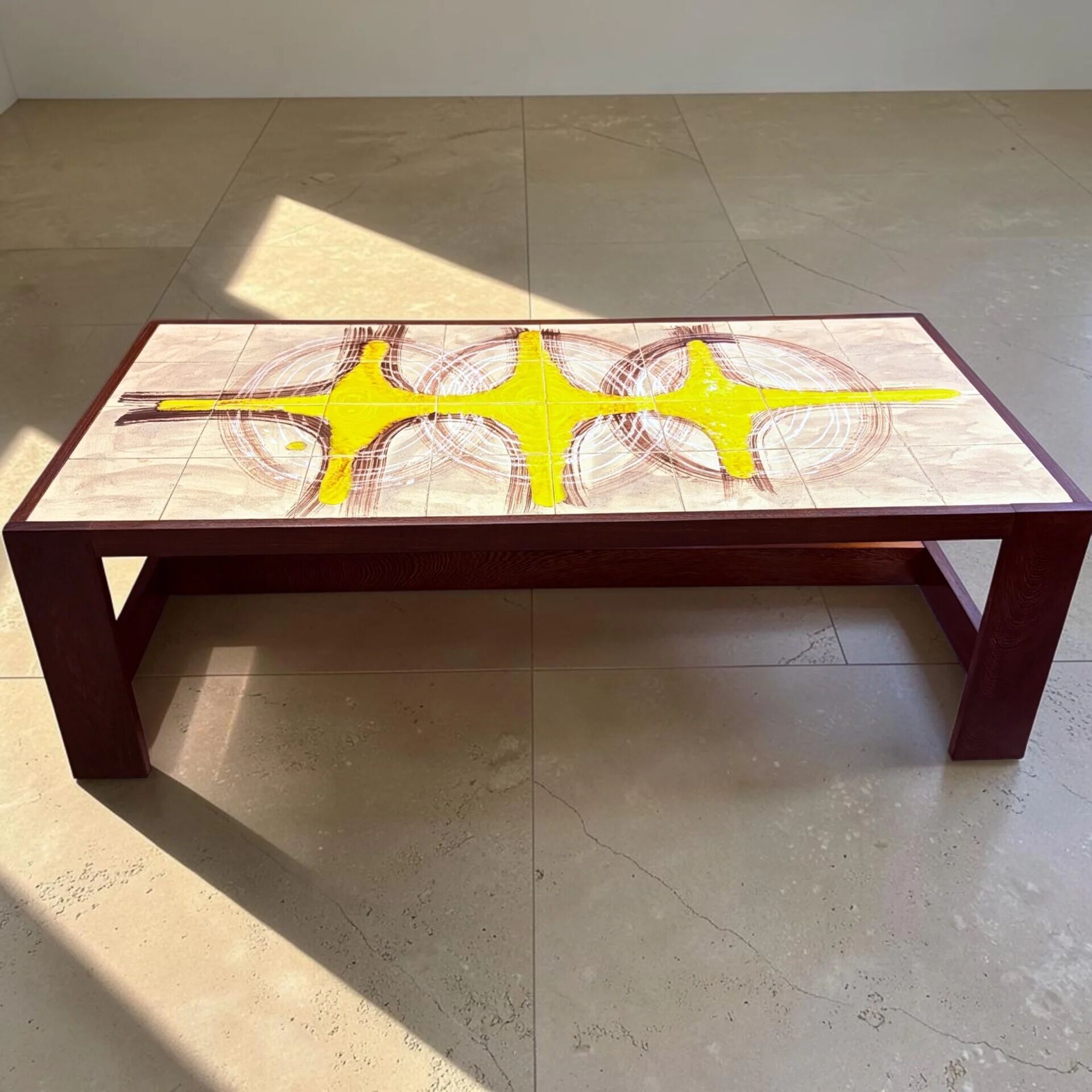 Danish coffee table with ceramic top on wenge frame, 1970s